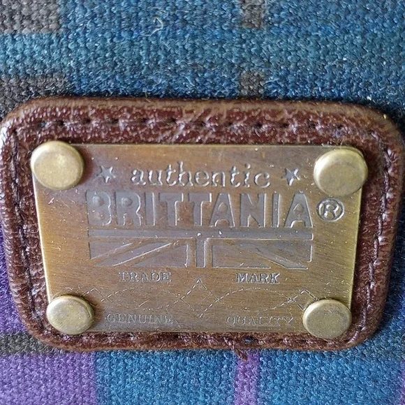 Britannia Plaid Crossbody Bag - Blue and Brown - Picture 3 of 4